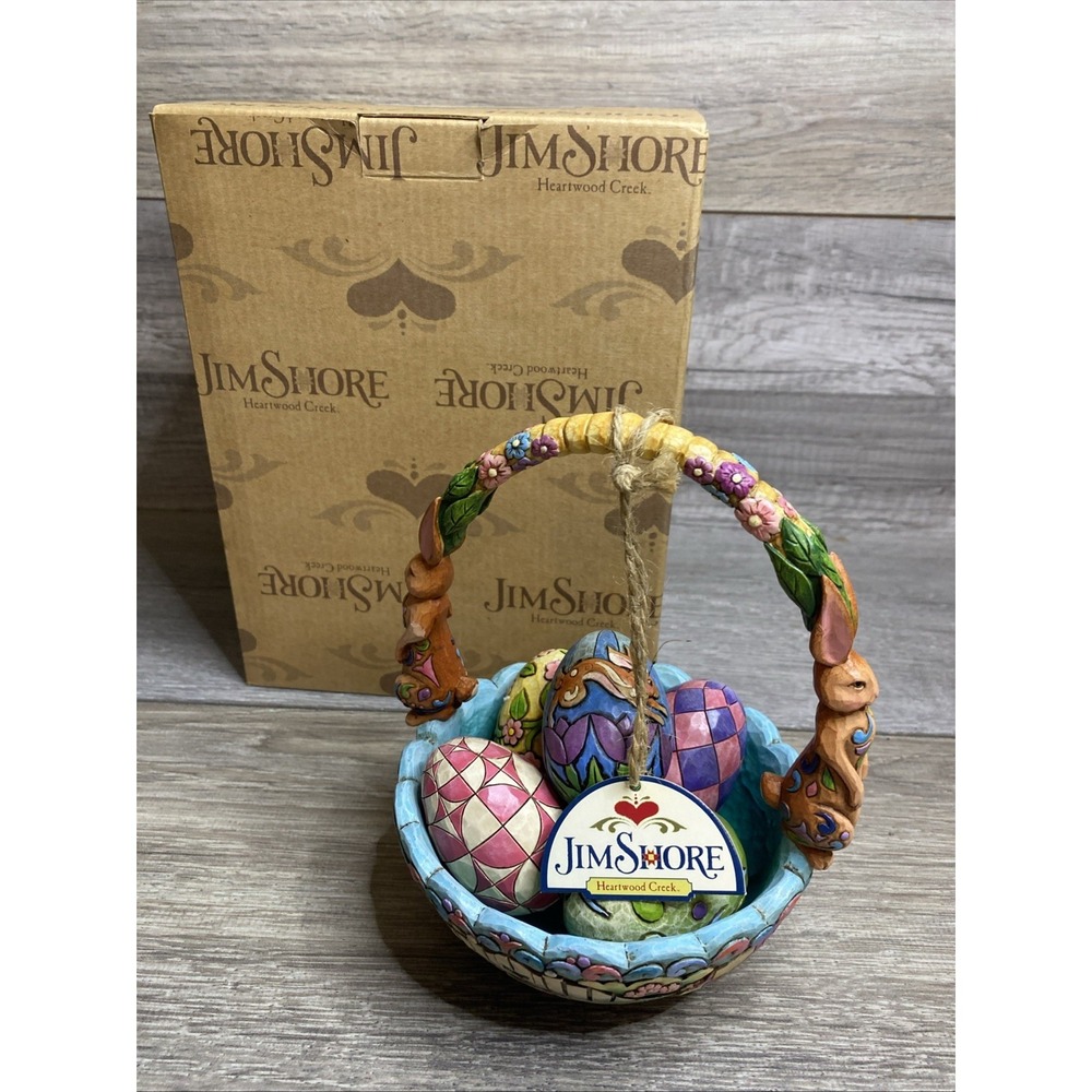 VTG Jim Shore Heartwood creek 2006 Hunting eggs finding joy Easter Basket‎ w Box
